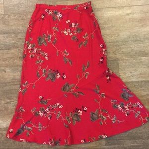 NWOT red floral skirt